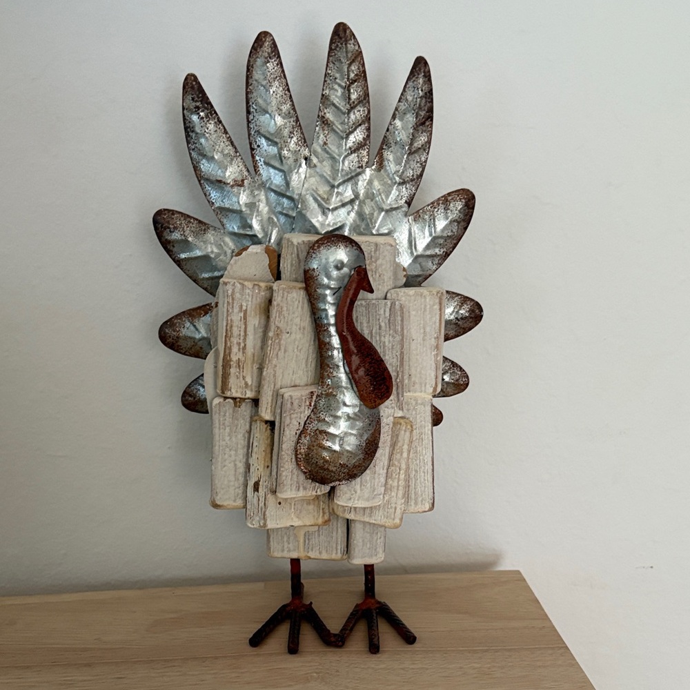 Stanley Metallic Silver and Rustic Brown Turkey Sculpture 11” tall